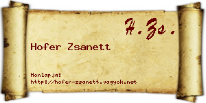 Hofer Zsanett névjegykártya